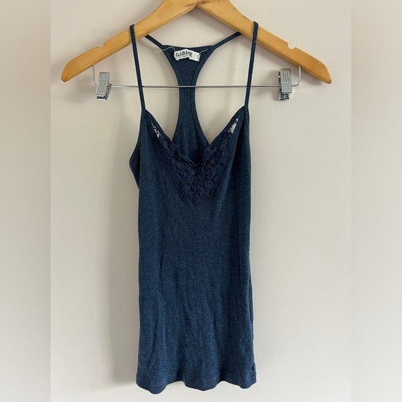 Garage Navy Blue Tank Top w/ Crochet Neckline – Size Small | Summer Staple - Picture 1 of 5
